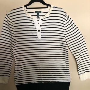 Black and white striped Ralph Lauren top